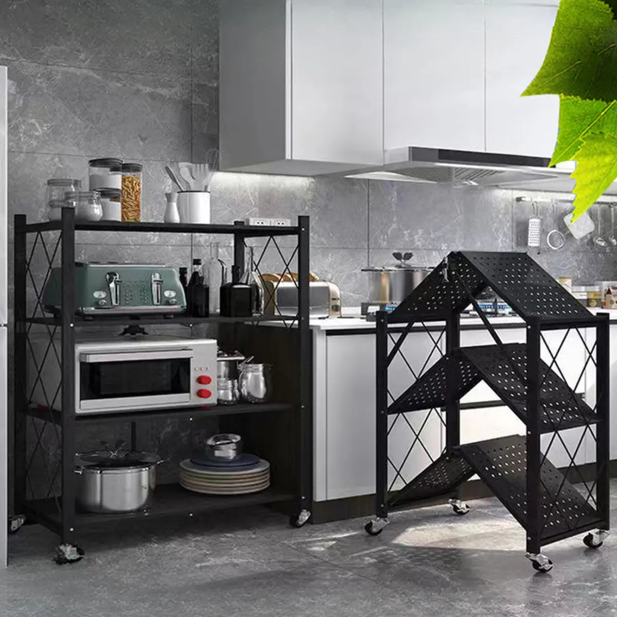 Foldable Stainless Steel Baker's Rack with Shelves