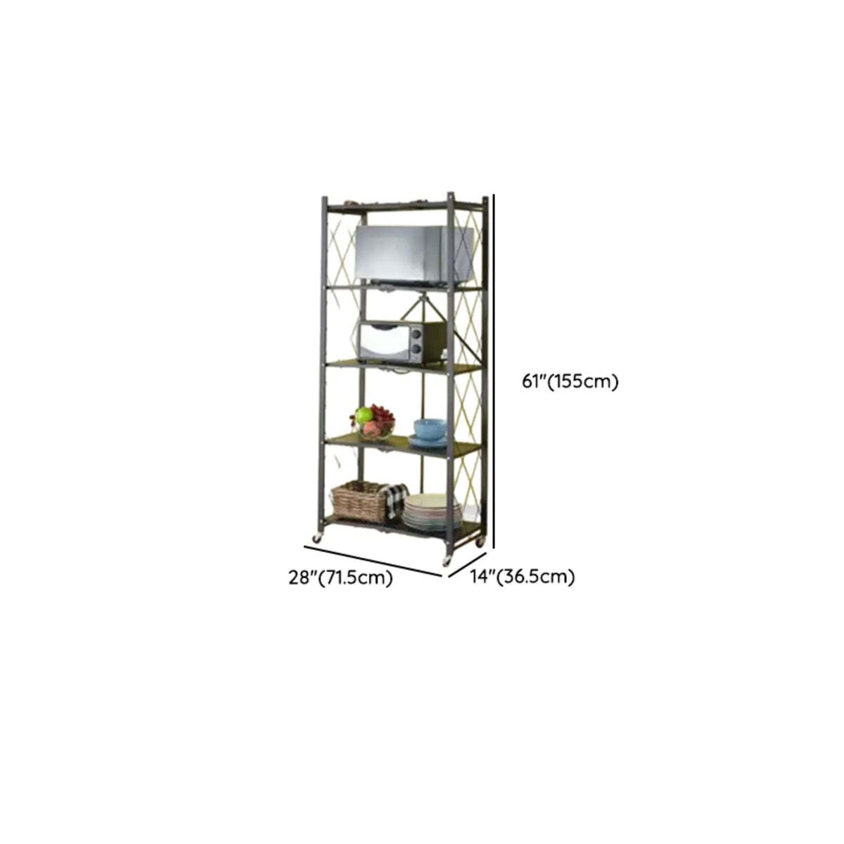 Foldable Stainless Steel Baker's Rack with Shelves