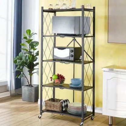 Foldable Stainless Steel Baker's Rack with Shelves — White / 4