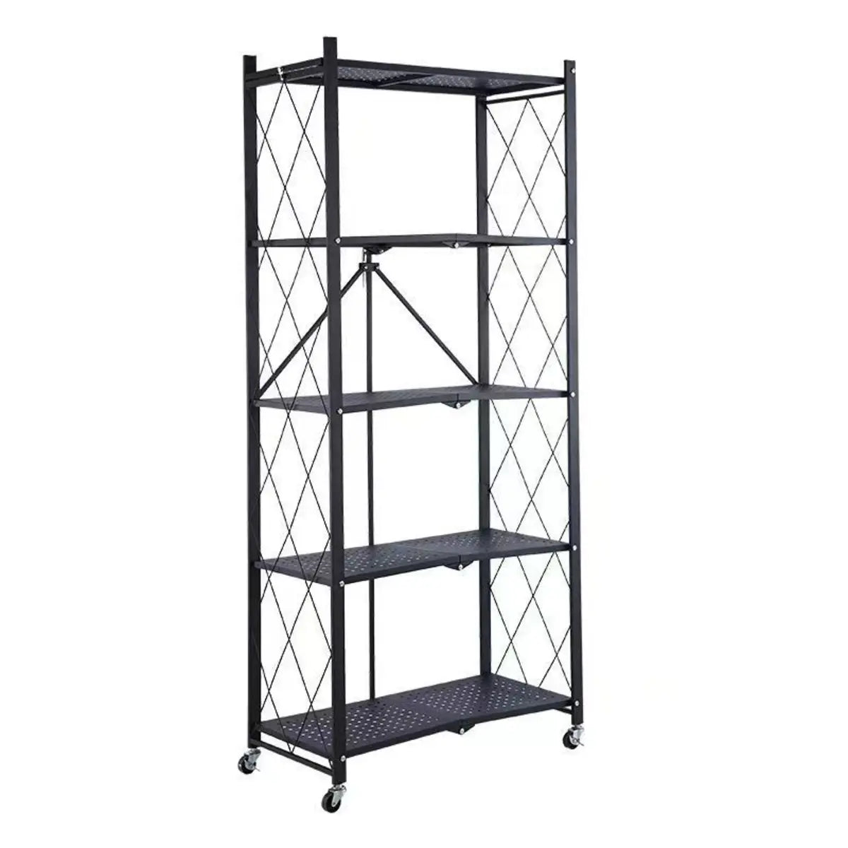 Foldable Stainless Steel Baker's Rack with Shelves — White / 5