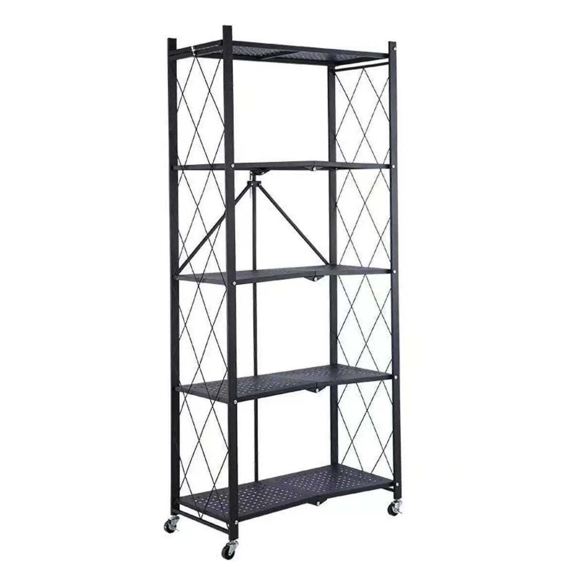 Foldable Stainless Steel Baker's Rack with Shelves — White / 5