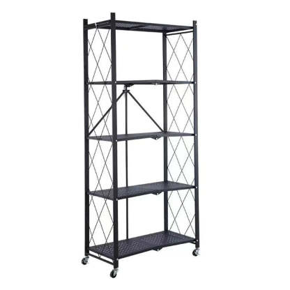 Foldable Stainless Steel Baker's Rack with Shelves — White / 5