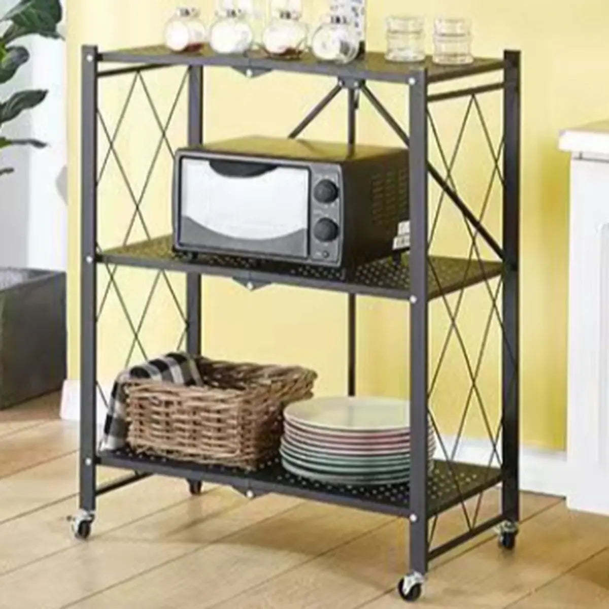 Modern stainless home black display cabinets in steel — 3-Shelf