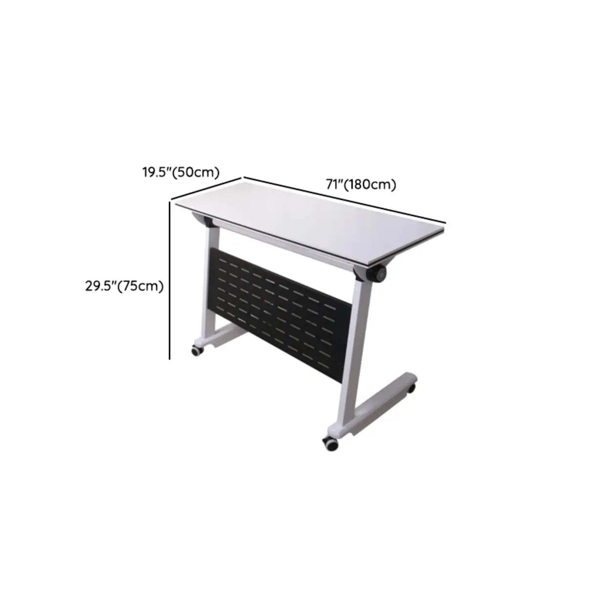 Foldable Wood Shelving Writing Desk with Casters