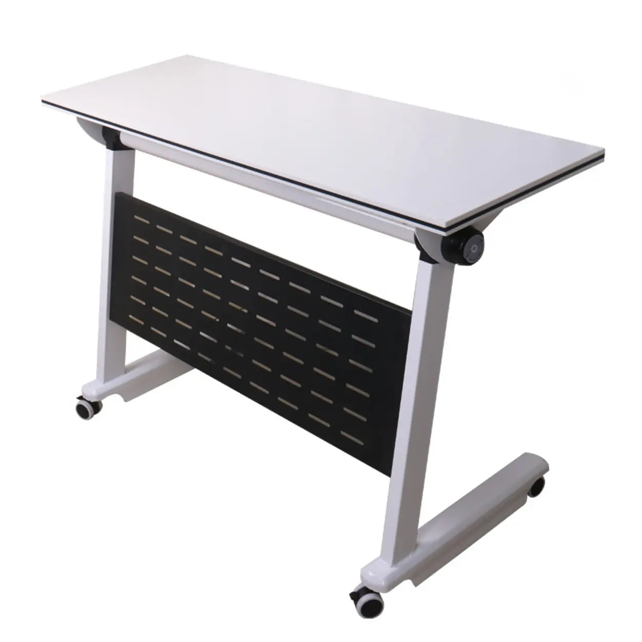 Foldable Wood Shelving Writing Desk with Casters — Table Only