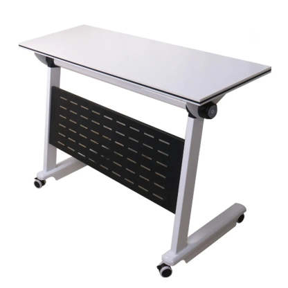 Foldable Wood Shelving Writing Desk with Casters — Table Only