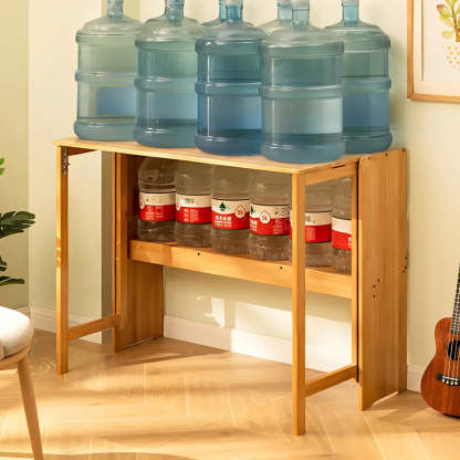 Foldable Wood H-Base Writing Desk with Shelf