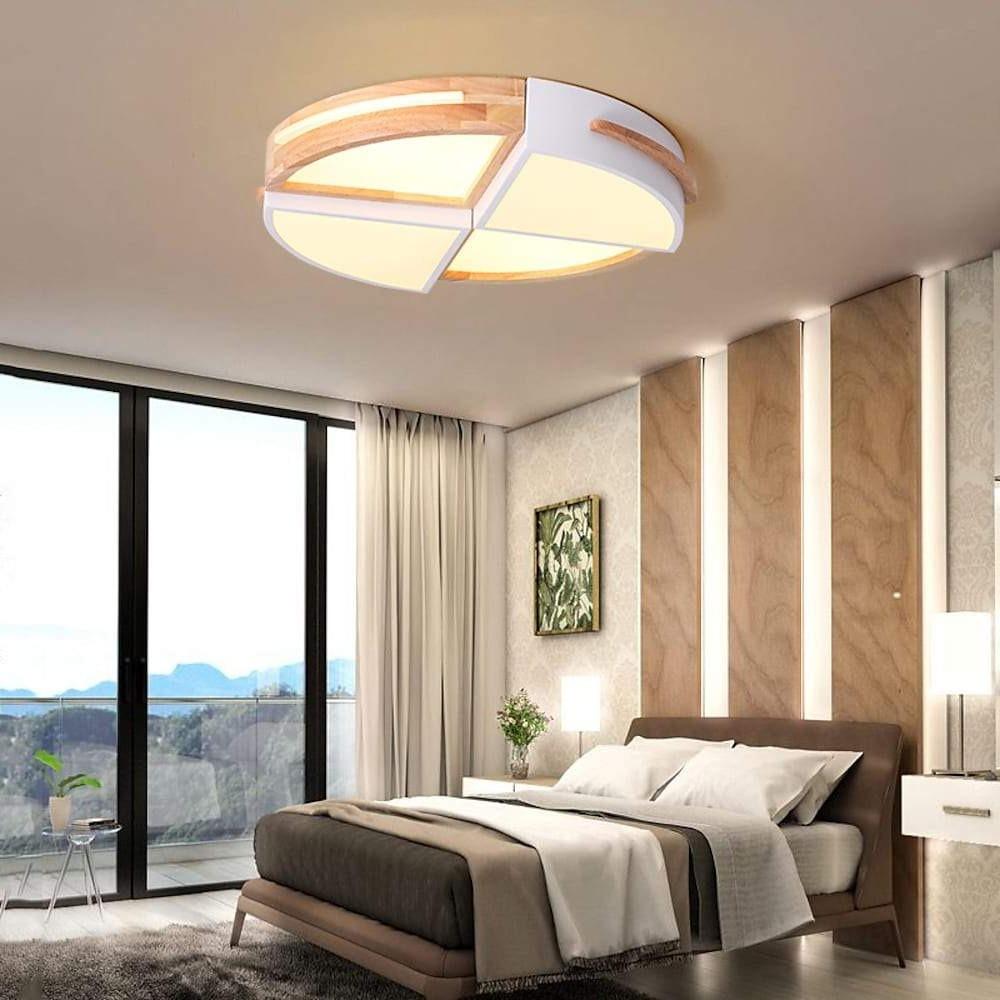 Modern geometric quartered gray flush mount lighting — 20" Diameter / White / Cool White (6000K)
