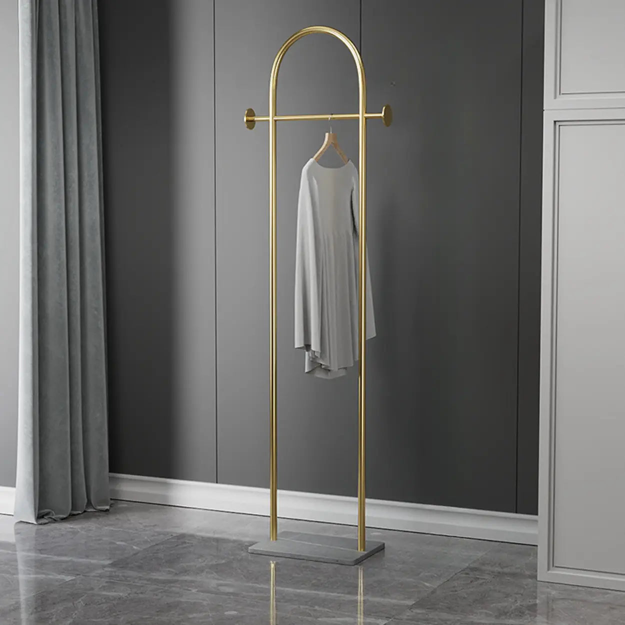 Gold Arch Metal Freestanding Entry Coat Rack