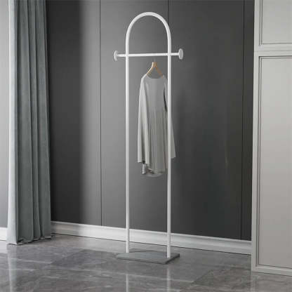 Gold Arch Metal Freestanding Entry Coat Rack — White-Gold