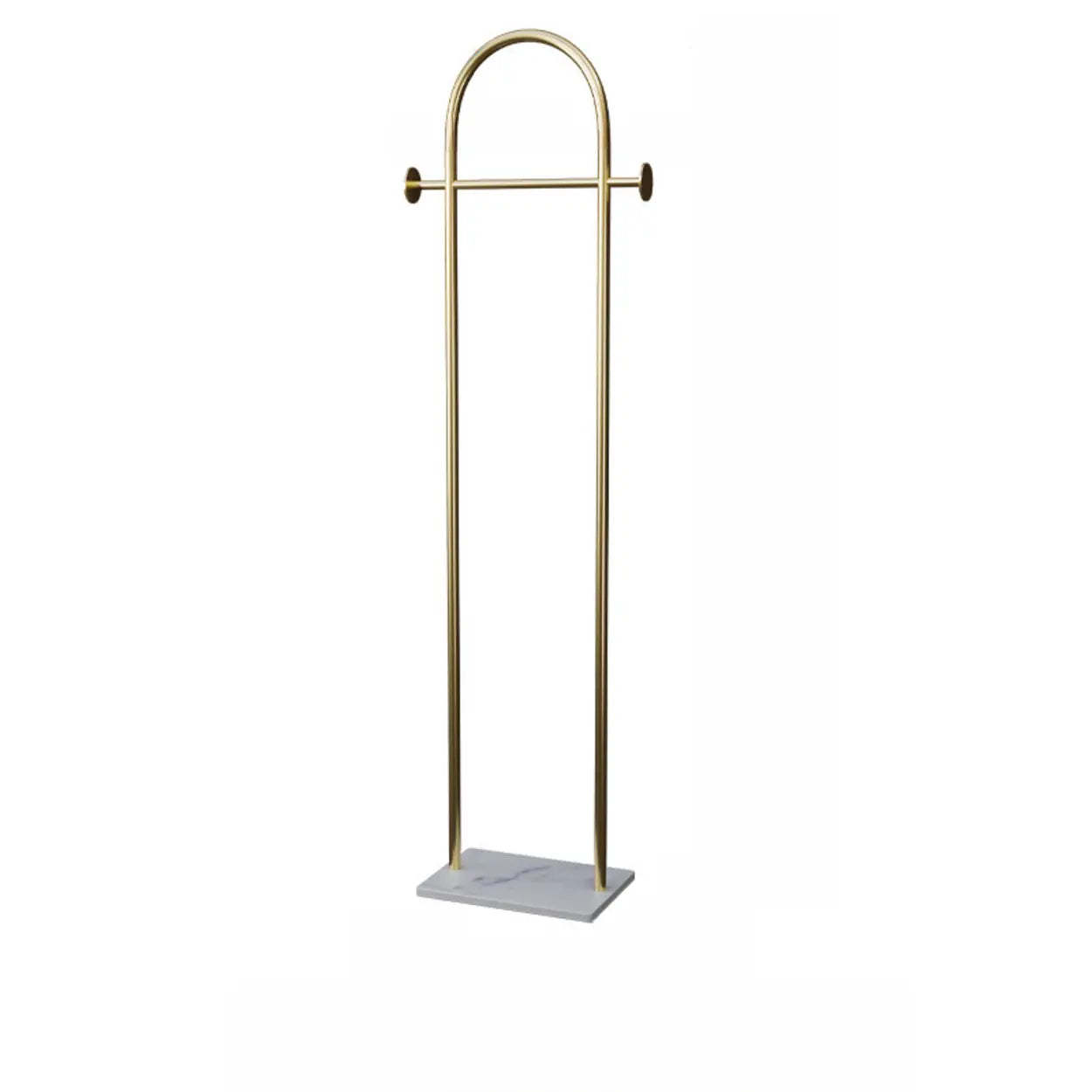 Gold Arch Metal Freestanding Entry Coat Rack — Gray & White