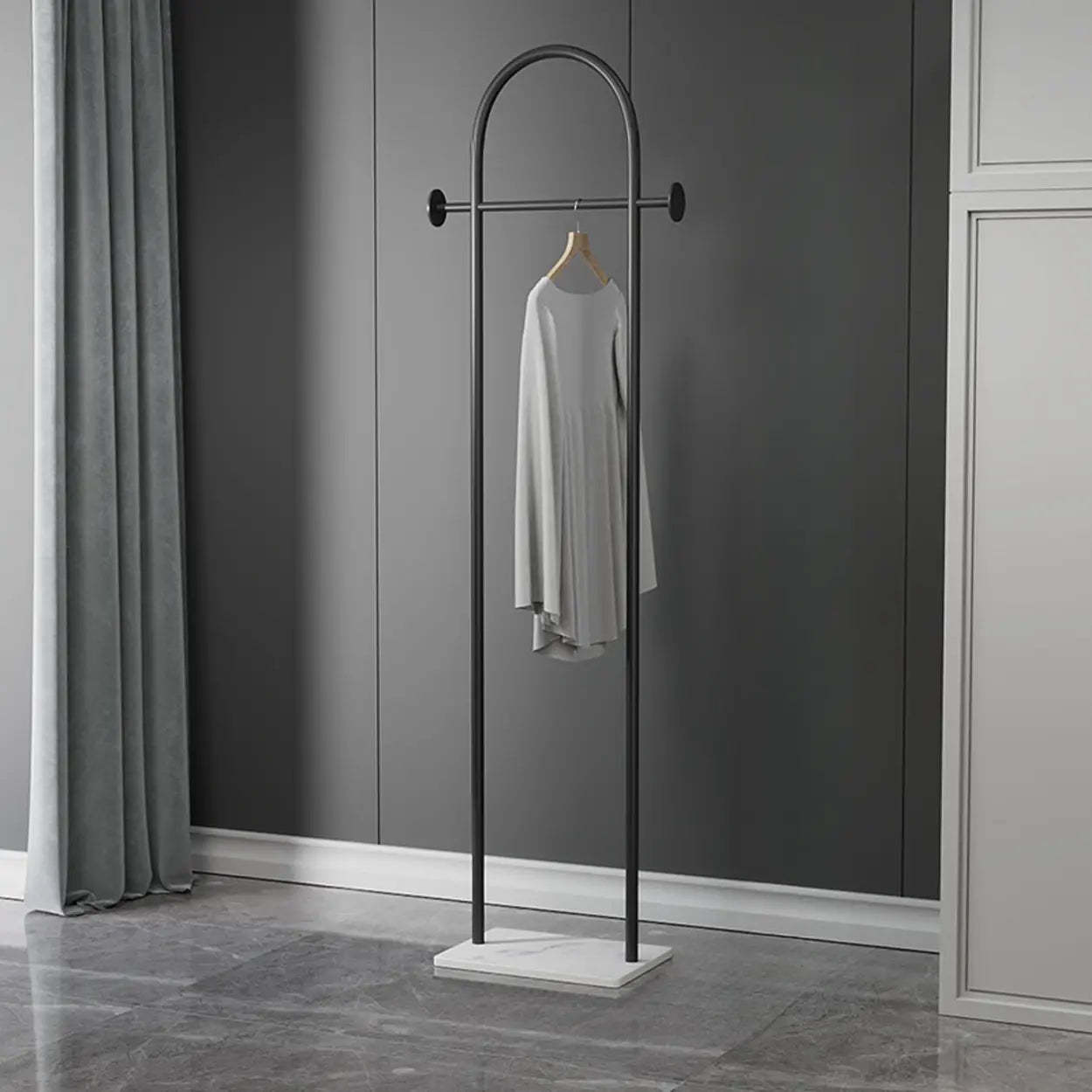 Gold Arch Metal Freestanding Entry Coat Rack — Black Gold/ White