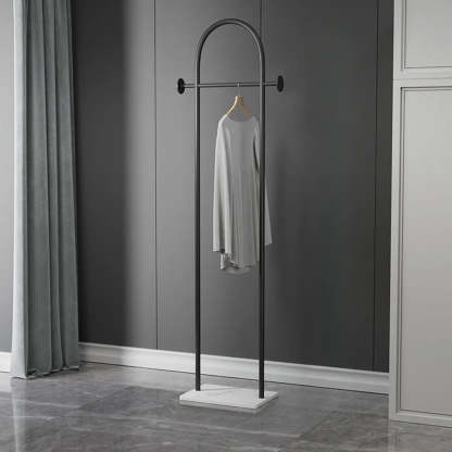 Gold Arch Metal Freestanding Entry Coat Rack — Black Gold/ White