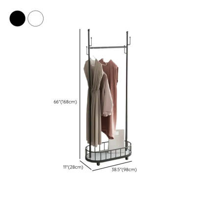 Freestanding Black Metal Entry Hall Tree with Hooks