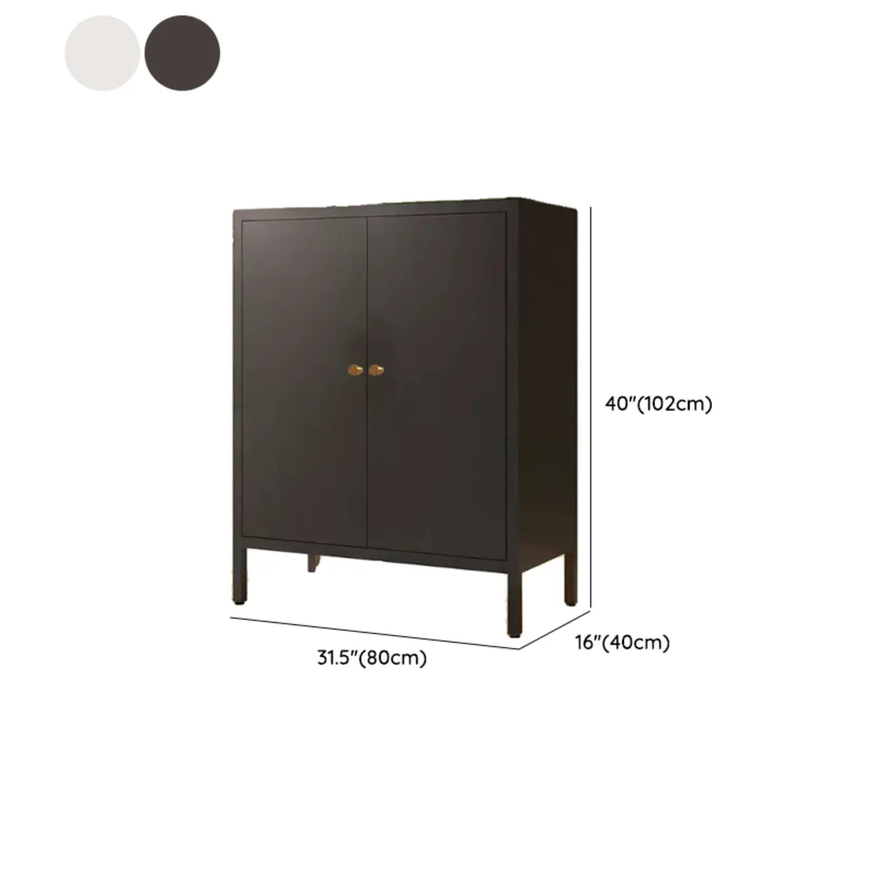 Freestanding Black Metal Buffet Clear Glass Doors