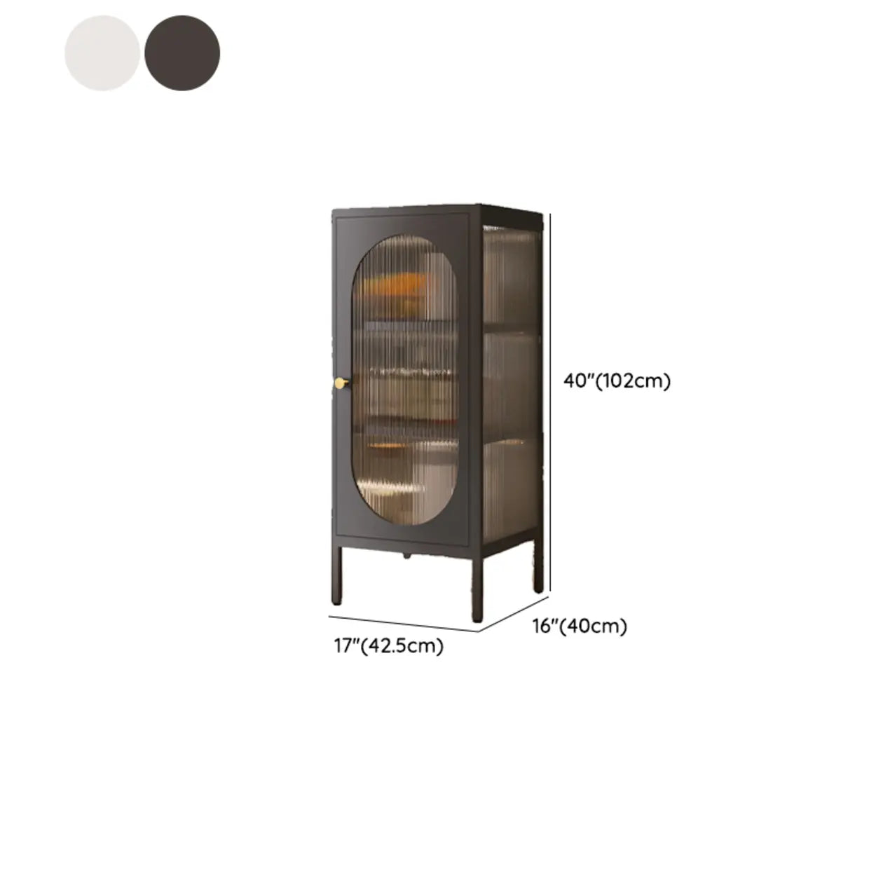 Freestanding Black Metal Buffet Clear Glass Doors