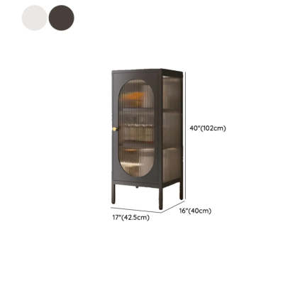 Freestanding Black Metal Buffet Clear Glass Doors