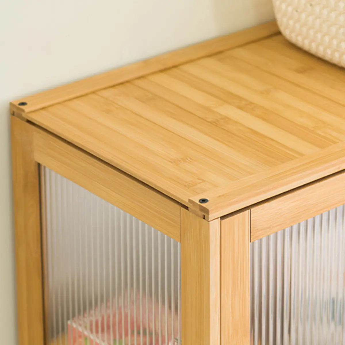 Gray Freestanding Bamboo Curio Display Cabinet