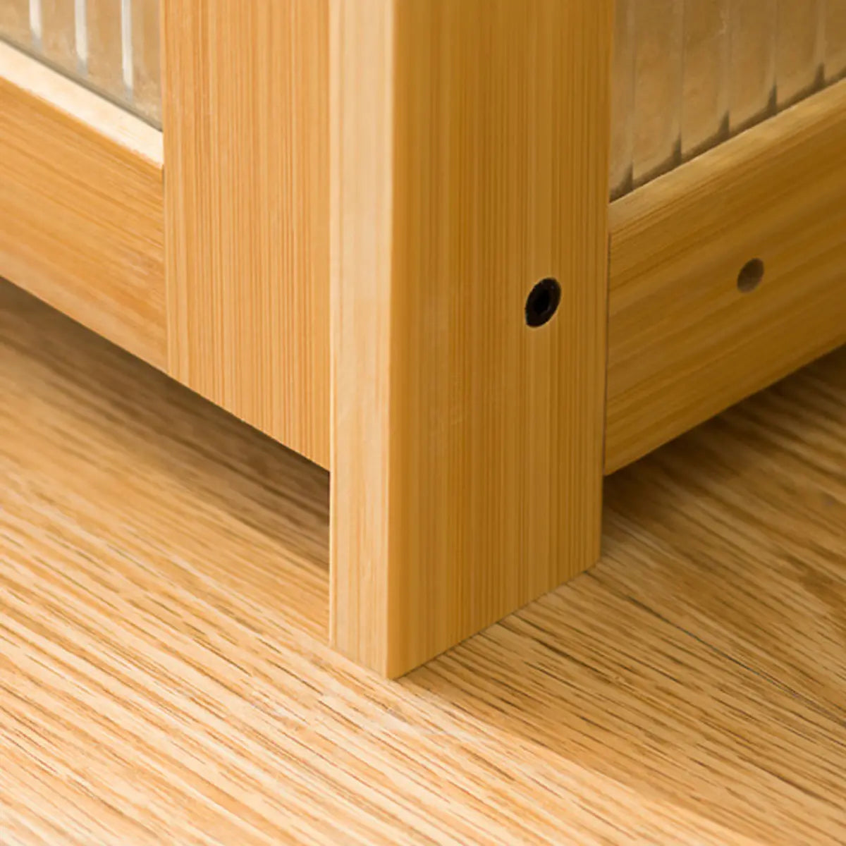 Gray Freestanding Bamboo Curio Display Cabinet