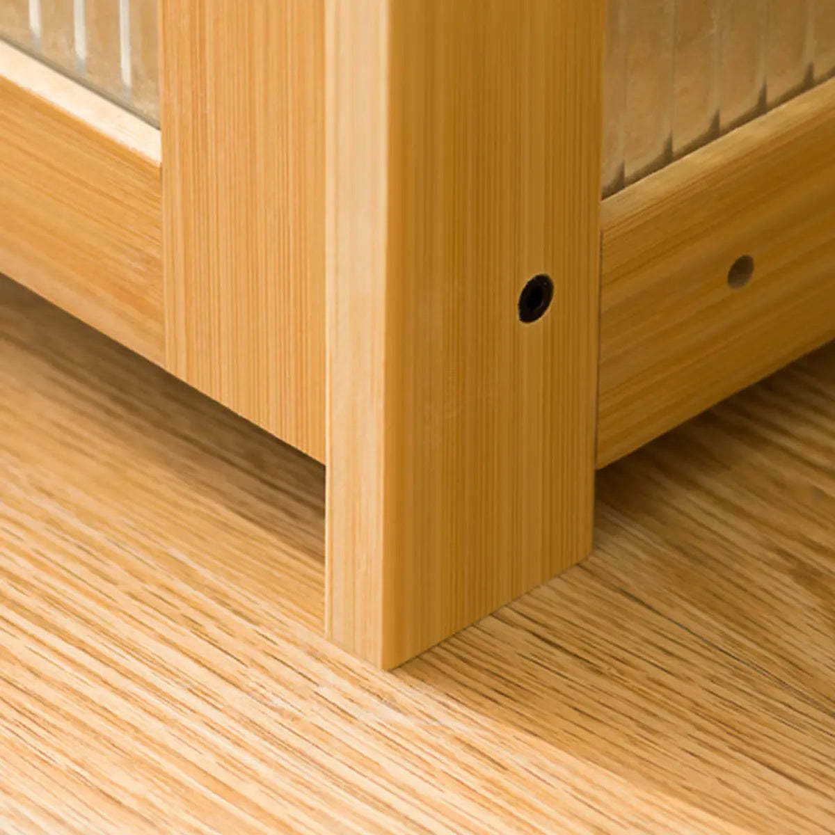 Gray Freestanding Bamboo Curio Display Cabinet