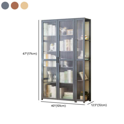 Gray Freestanding Bamboo Curio Display Cabinet