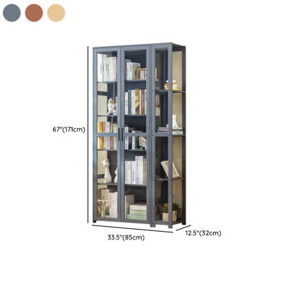 Gray Freestanding Bamboo Curio Display Cabinet