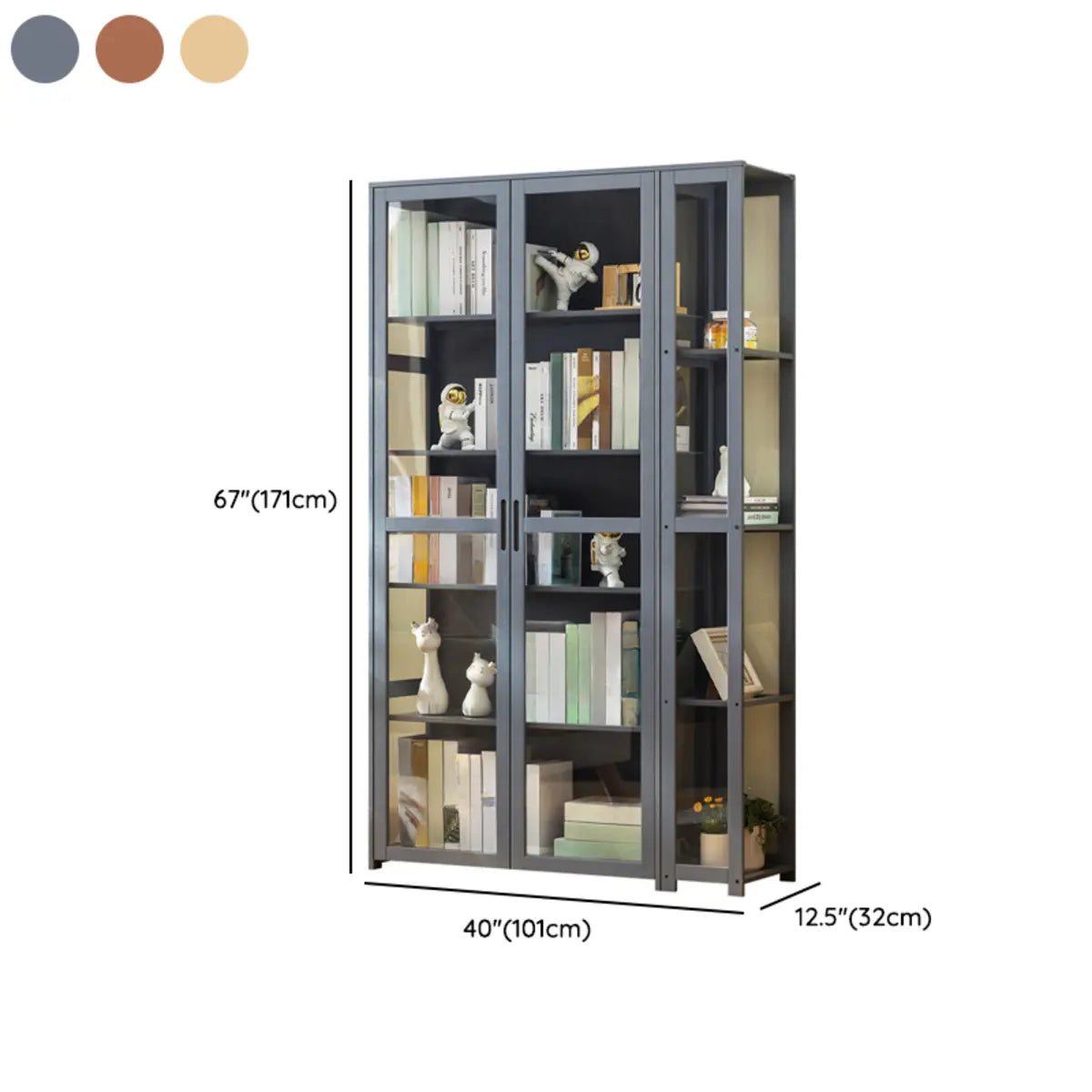 Gray Freestanding Bamboo Curio Display Cabinet