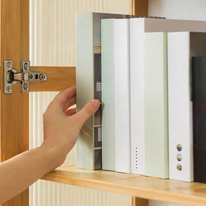 Gray Freestanding Bamboo Curio Display Cabinet — Clear Acrylic / Tan