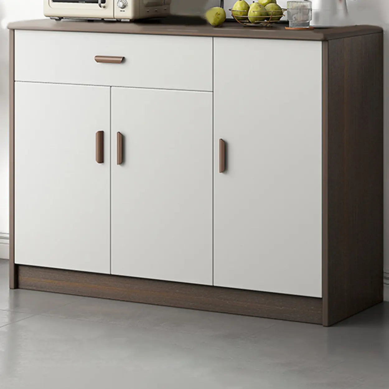 Freestanding Teak Floor Buffet with Shelves and Drawers — Teak