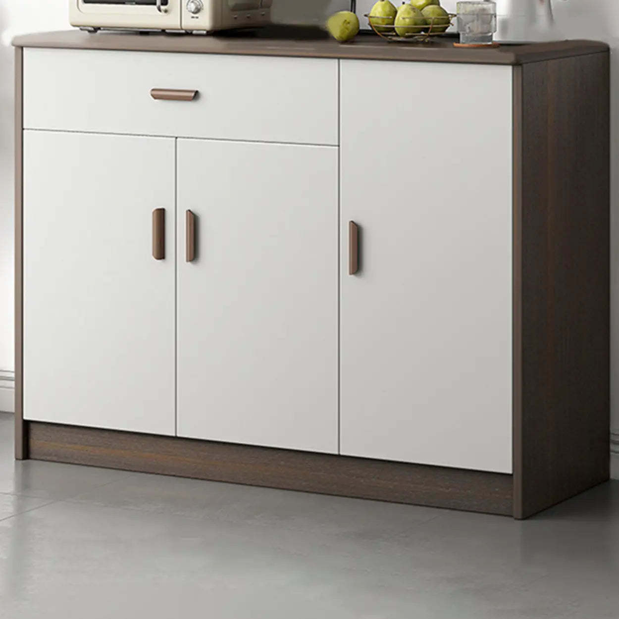Freestanding Teak Floor Buffet with Shelves and Drawers — Teak