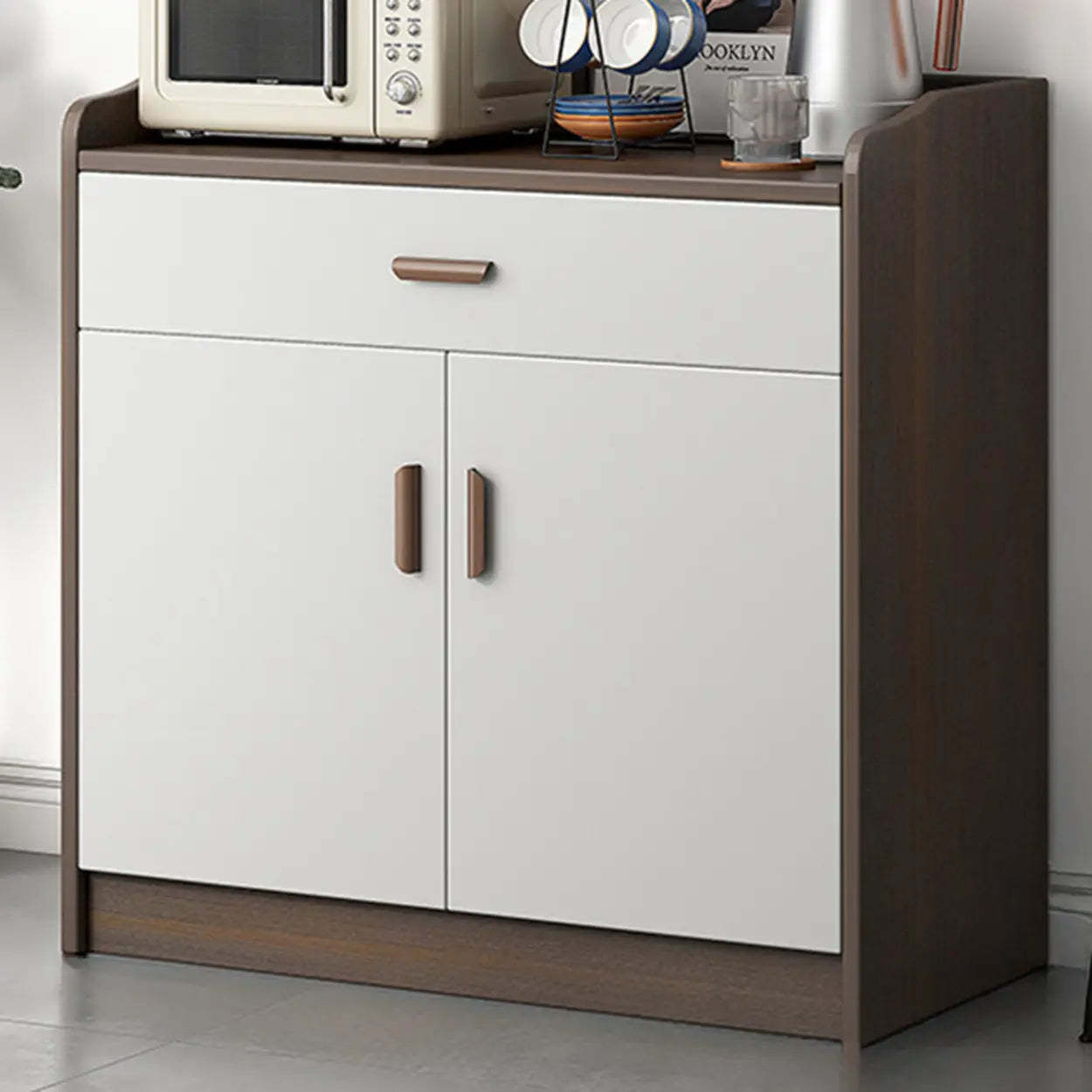 Freestanding Teak Floor Buffet with Shelves and Drawers — Teak