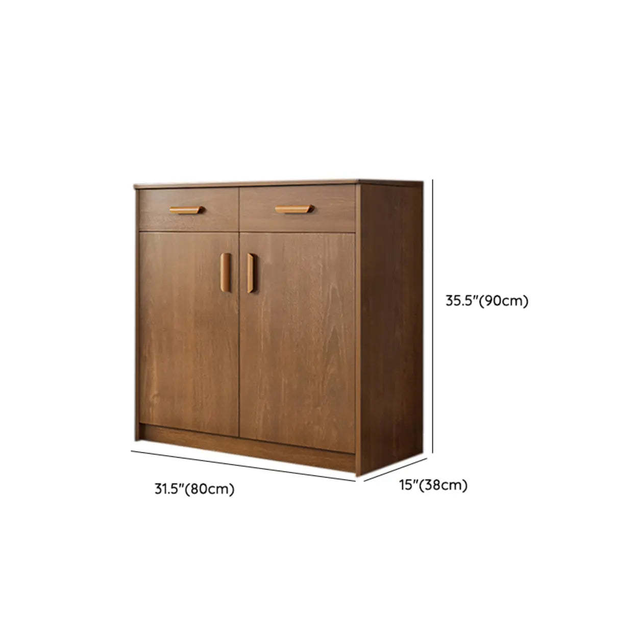 Freestanding Teak Floor Buffet with Shelves and Drawers
