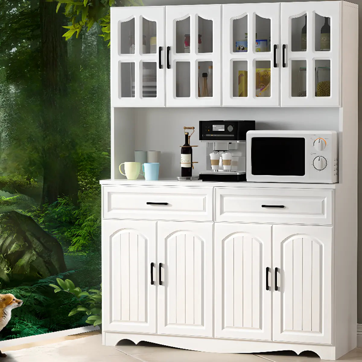 Freestanding Wood Dining Hutch China Cabinet