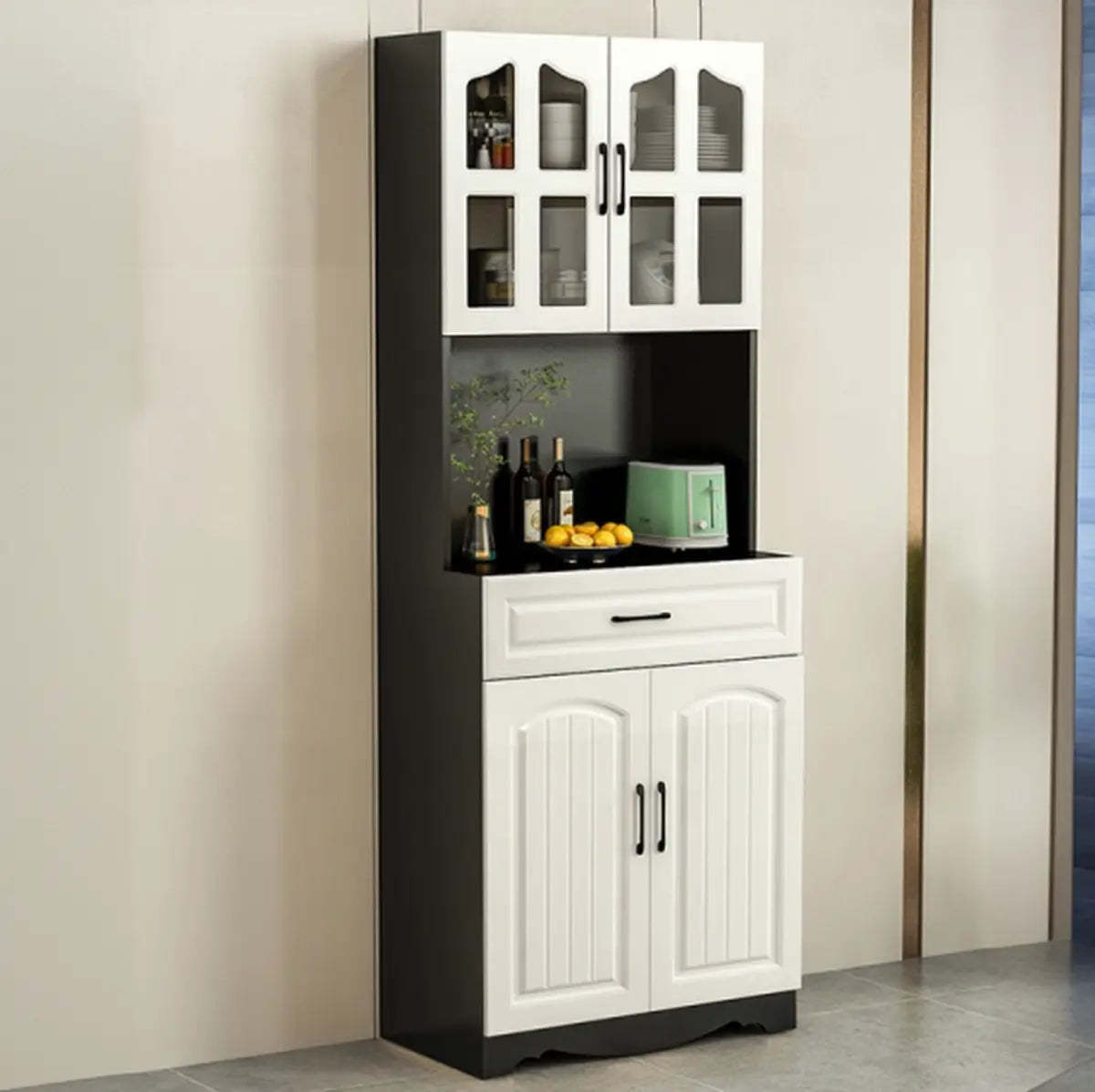 Lighom modern china storage wood display cabinets — 23.6" L x 15.7" W x 72.8" H / Black