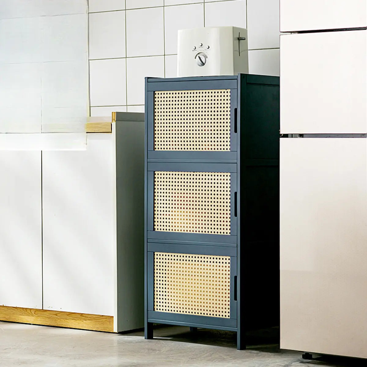 Freestanding Tall Wood Kitchen China Cabinet — Wicker & Rattan