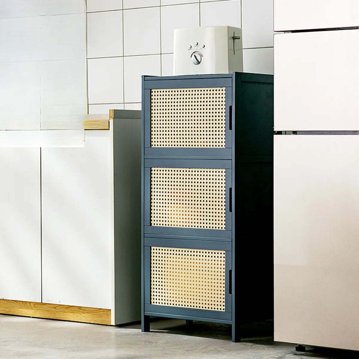 Freestanding Tall Wood Kitchen China Cabinet — Wicker & Rattan