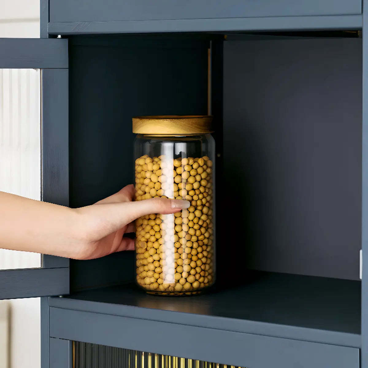Freestanding Tall Wood Kitchen China Cabinet