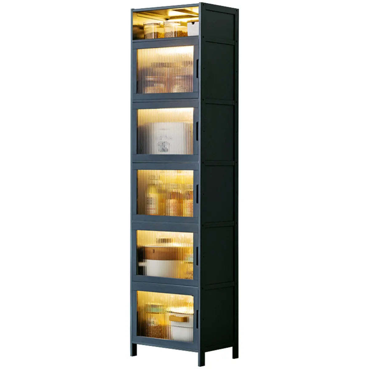 Freestanding Tall Wood Kitchen China Cabinet — Clear Acrylic