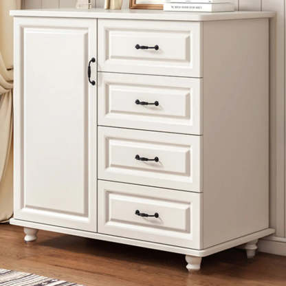 Freestanding Wood Slab White Buffet — Walnut/ White