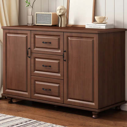 Freestanding Wood Slab White Buffet — White