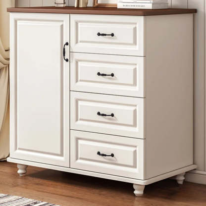 Freestanding Wood Slab White Buffet — White
