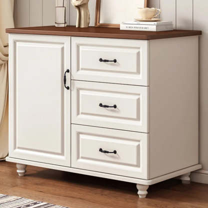 Freestanding Wood Slab White Buffet — White