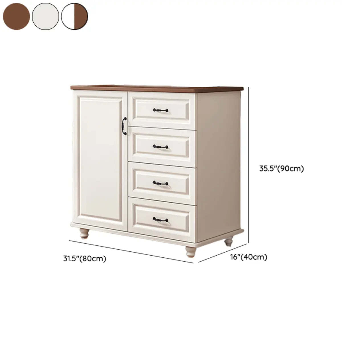 Freestanding Wood Slab White Buffet