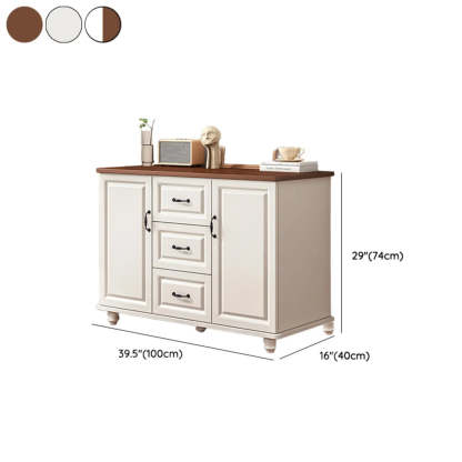 Freestanding Wood Slab White Buffet