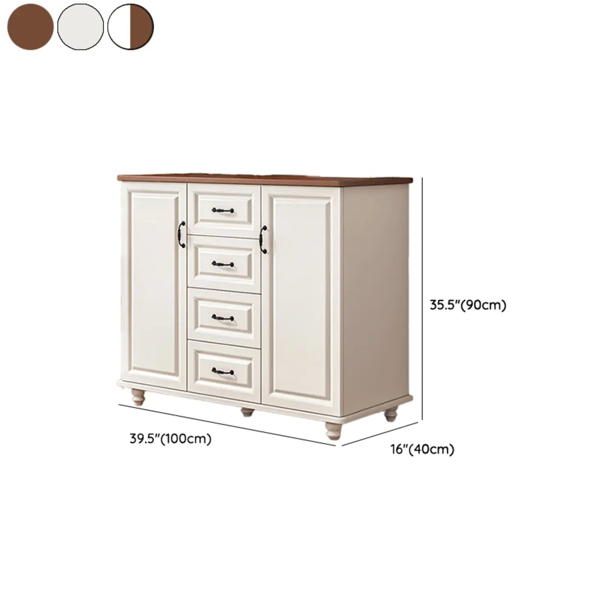 Freestanding Wood Slab White Buffet