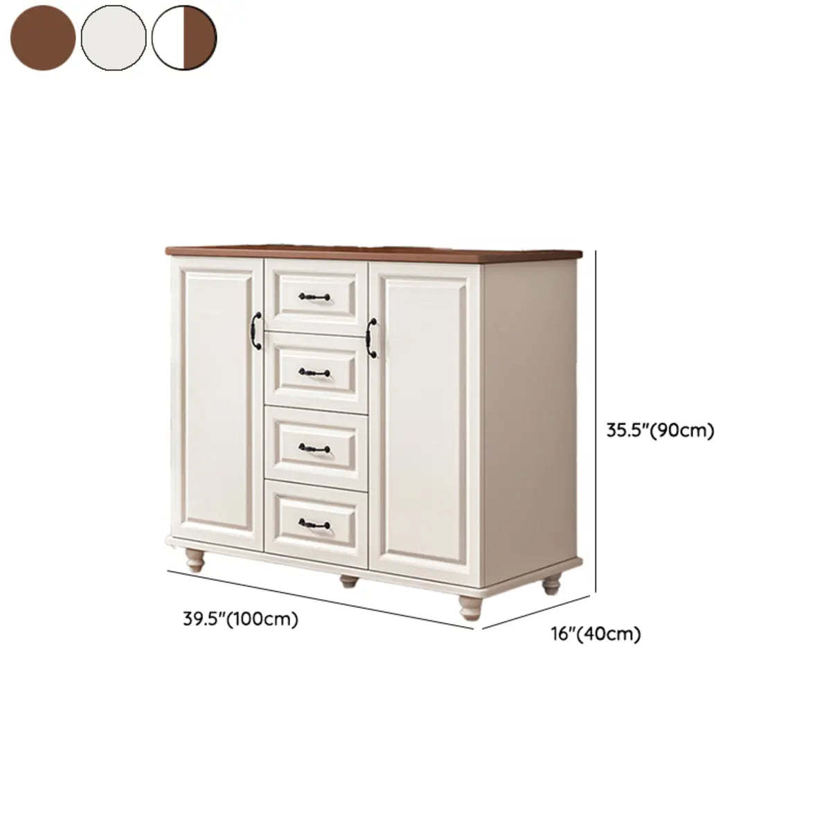 Freestanding Wood Slab White Buffet