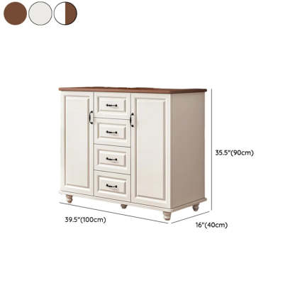 Freestanding Wood Slab White Buffet