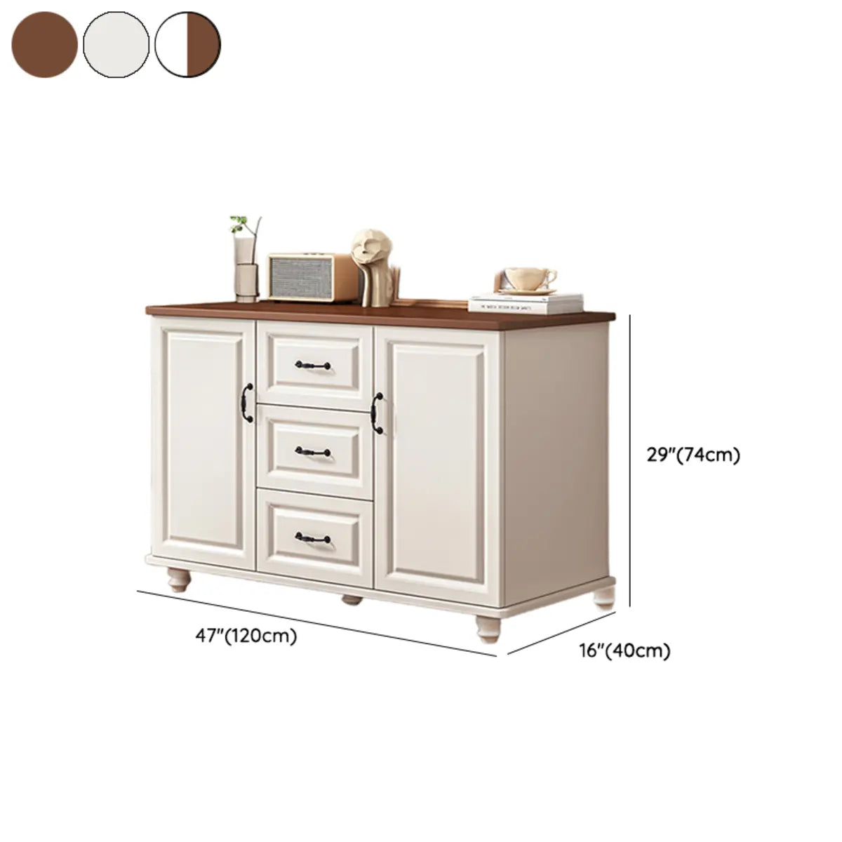 Freestanding Wood Slab White Buffet