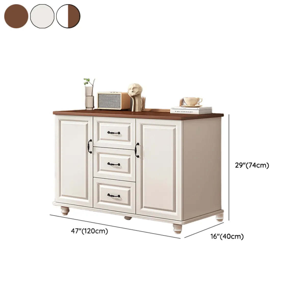 Freestanding Wood Slab White Buffet