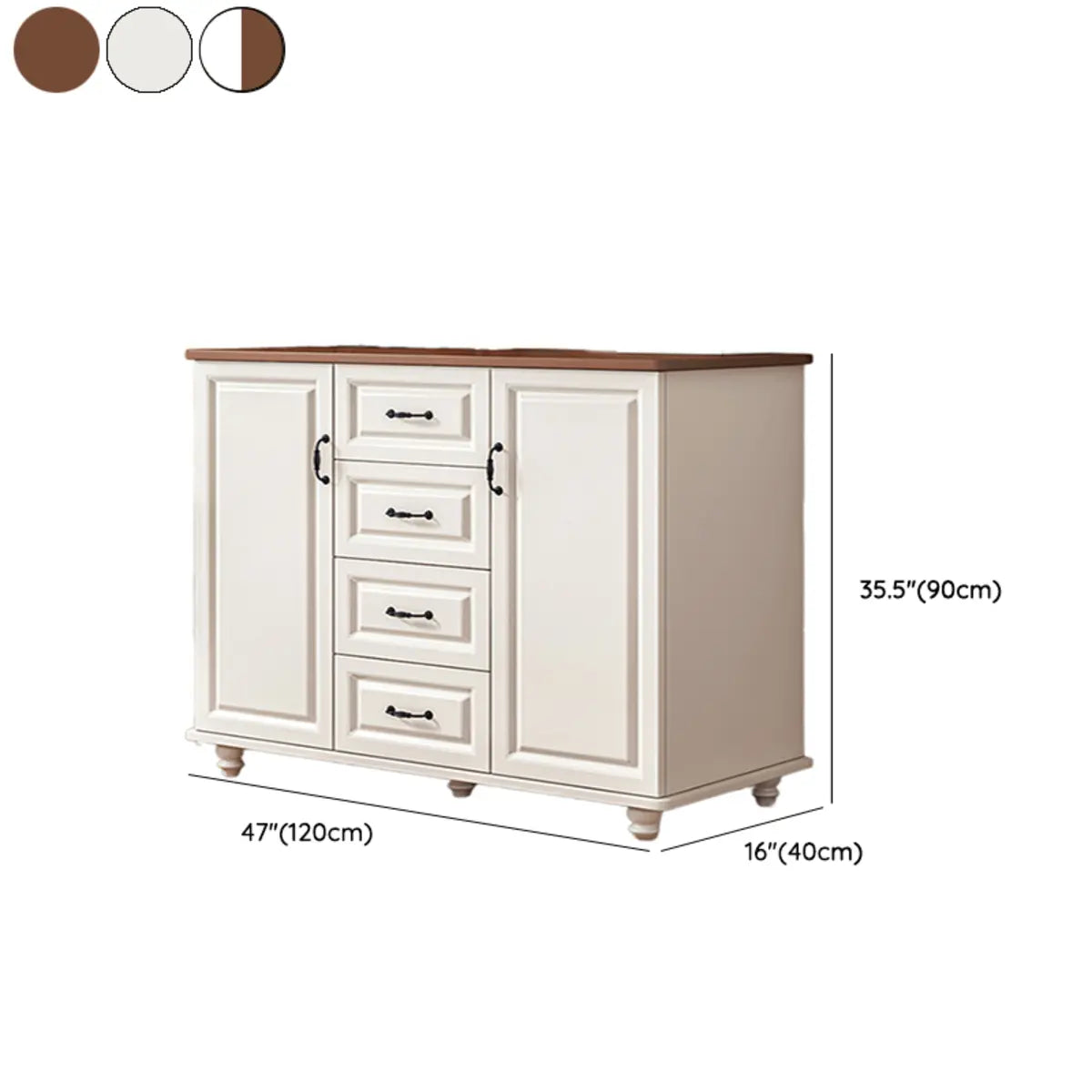 Freestanding Wood Slab White Buffet